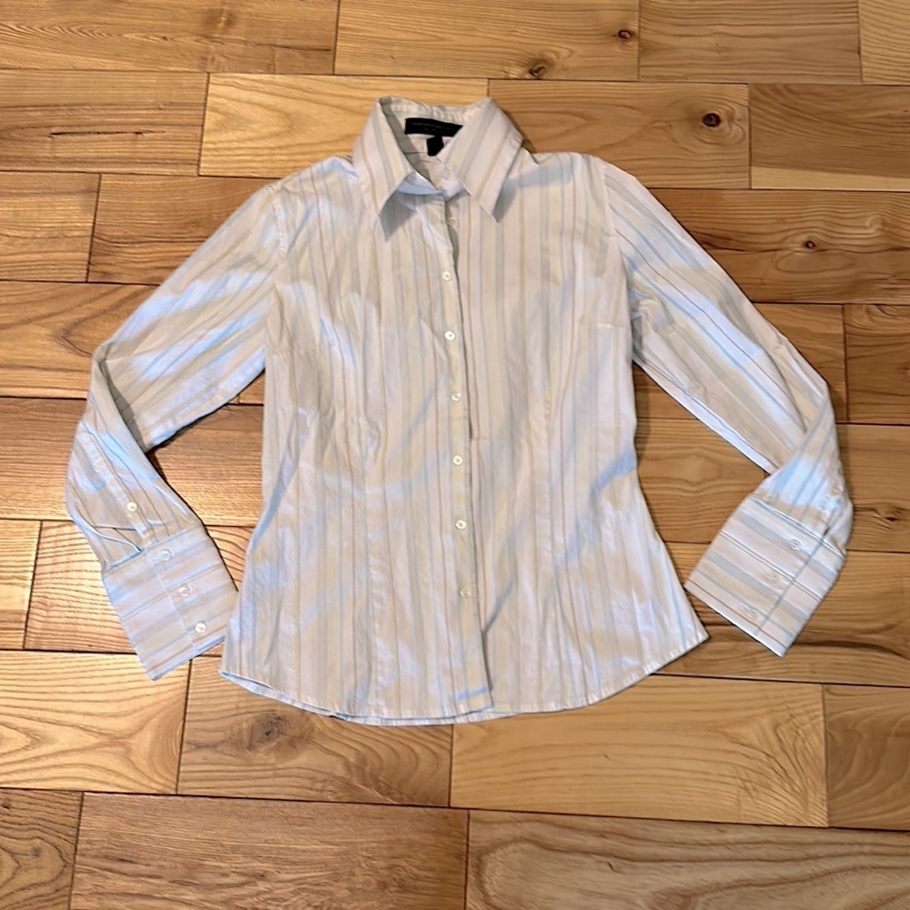 Express Design Studio Button Front Blouse, Stripes, Sz 8